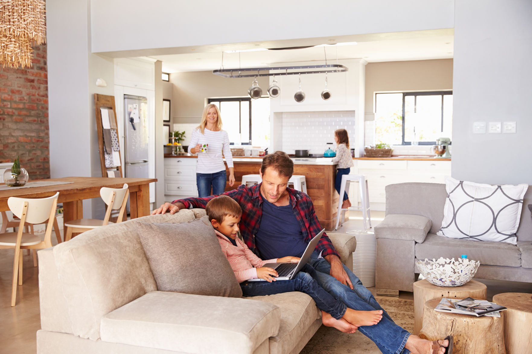 Family spending time together at home - stock photo